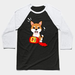 Funny orange dog spilled tomato ketchup Baseball T-Shirt